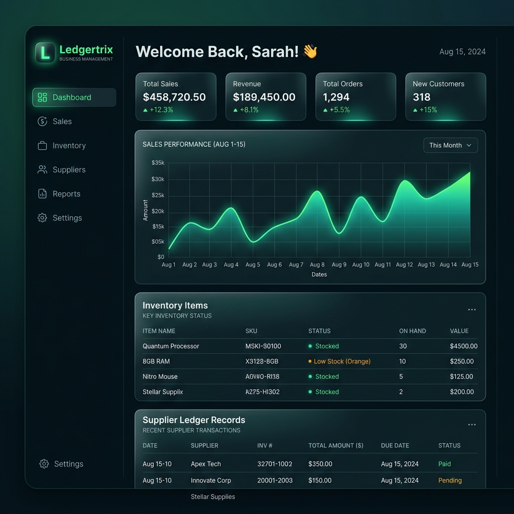 Ledgertrix Dashboard App Mockup